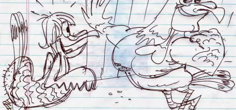 Funny "Free Birds" development art by John Kricfalusi